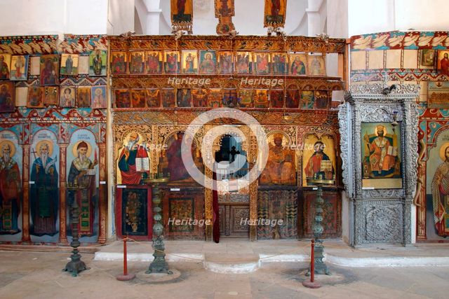 Interior of a monastery church, North Cyprus. Creator: Peter Thompson.