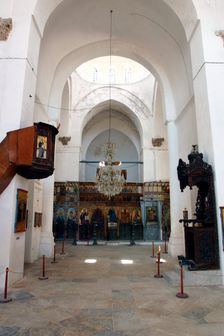 Interior of a monastery church, North Cyprus. Creator: Peter Thompson