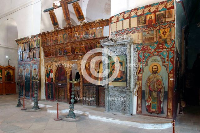 Interior of a monastery church, North Cyprus. Creator: Peter Thompson.