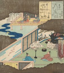 Interior of a Palace with Noblemen Conversing, ca. 1820. Creator: Totoya Hokkei