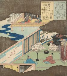 Interior of a Palace with Noblemen Conversing, ca. 1820. Creator: Totoya Hokkei