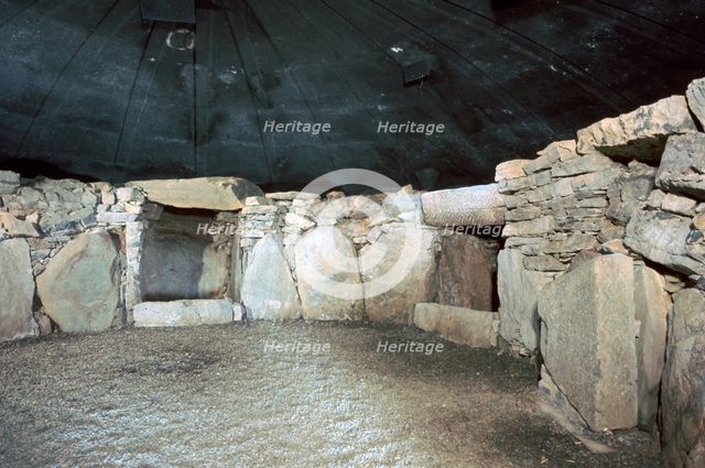 Interior of a passage grave at Fourknocks, 3000 to 2500 BC. Artist: Unknown