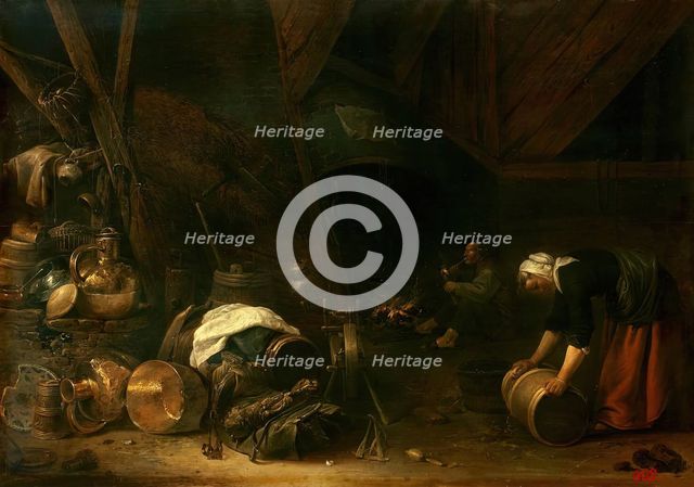 Interior of a Peasant Hut, 1634. Creator: Herman Saftleven the Younger.