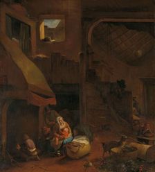 Interior of a peasant hut, 1650-1693. Creator: Hendrik Mommers