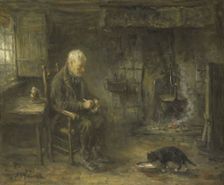 Interior of a Peasant Hut, c.1882. Creator: Jozef Israels