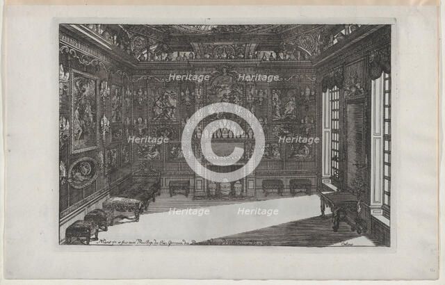 Interior of a Porcelain Cabinet with Paintings and Vases, from Nouveaux ..., published 1703 or 1712. Creator: Daniel Marot.