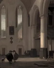 Interior of a Protestant Church, 1677. Creator: Emanuel de Witte