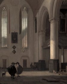 Interior of a Protestant Church, 1677. Creator: Emanuel de Witte