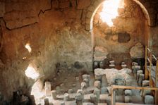 Interior of a Roman bath-house showing the hypocaust