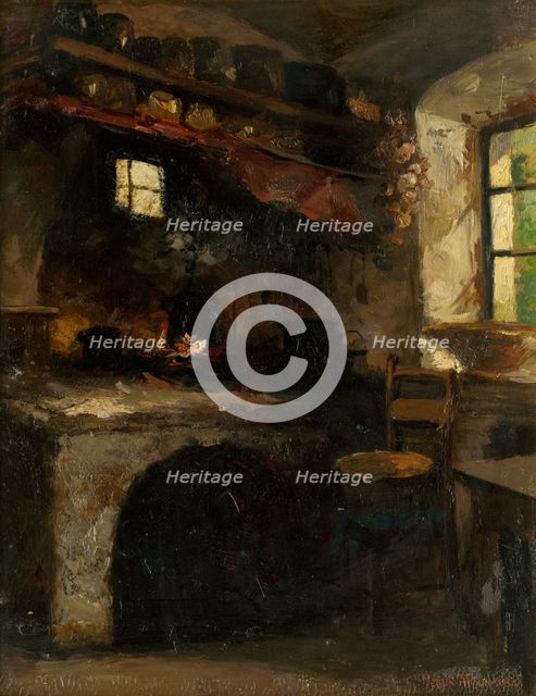 Interior of a room in a village, 1902. Creator: Felicián Moczik.