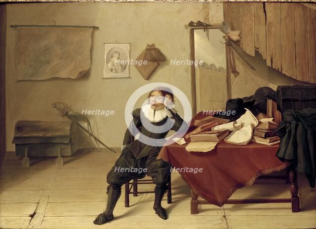 Interior of a Room with a young Man seated at a Table, 1628. Artist: Jan Davidsz de Heem.