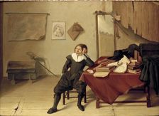 Interior of a Room with a young Man seated at a Table, 1628. Artist: Jan Davidsz de Heem
