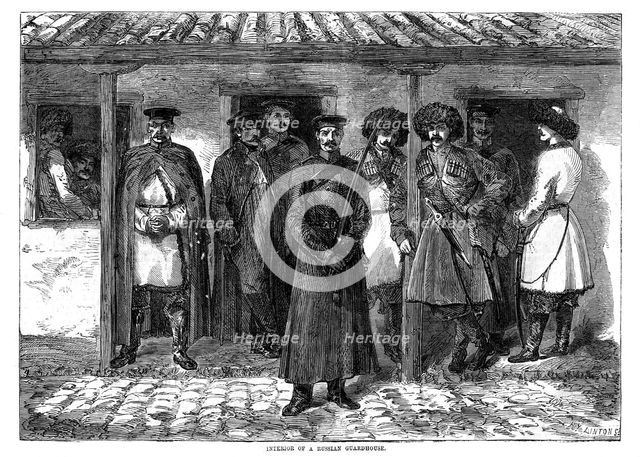 Interior of a Russian guardhouse, Crimean War, 1855. Artist: Unknown