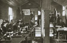 Interior of a signal exchange during the Battle of the Somme, France, World War I, 1916