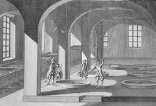 Interior of a soap factory, illustration in the Encyclopedie Paris, 1715