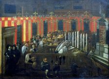 Interior of a Synagogue during Prayer