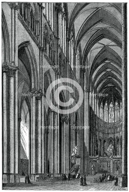 Interior of Amiens Cathedral, France, 13th century, (1870).  Creator: Jules Jean Marie Joseph Huyot.