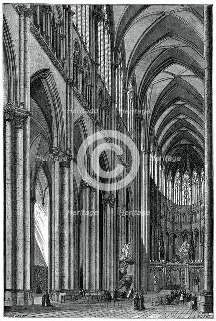 Interior of Amiens Cathedral, France, 13th century, (1870).  Creator: Jules Jean Marie Joseph Huyot.