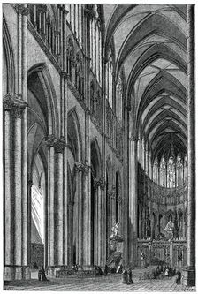 Interior of Amiens Cathedral, France, 13th century, (1870). Creator: Jules Jean Marie Joseph Huyot