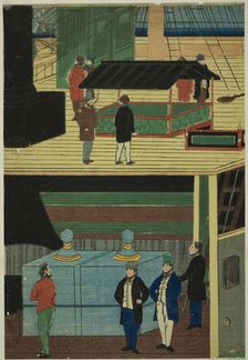Interior of an American Steamship (Amerikakoku jokisen-chu no zu), 1861. Creator: Yoshikazu