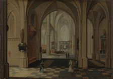 Interior of an Imaginary Gothic Church, Looking East, c.1655-c.1660. Creator: Peeter Neeffs the Elder