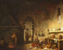 Interior of an inn kitchen in the village of Maqueda, 1876. Creator: Cecilio Pizarro