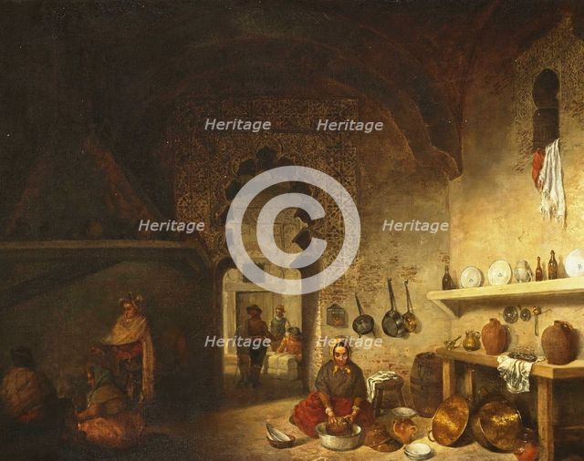 Interior of an inn kitchen in the village of Maqueda, 1876. Creator: Cecilio Pizarro.