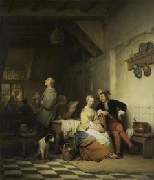 Interior of an Inn, with Figures in Seventeenth-Century Costume, 1848. Creator: Ferdinand De Braekeleer