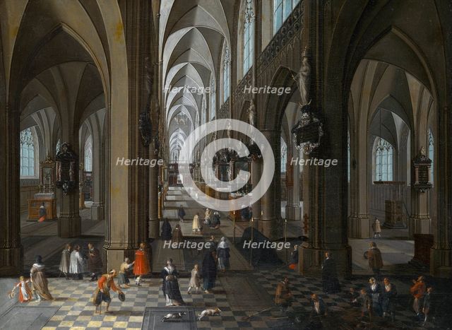 Interior of Antwerp Cathedral, 1651. Creator: Peeter Neeffs the Elder.