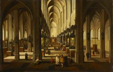 Interior of Antwerp Cathedral, c1655-1667. Creator: Frans Francken III workshop