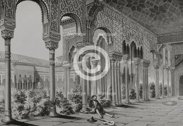 Interior of Alhambra Palace, Granada, Andalusia, Spain, 1877. Creator: Unknown.