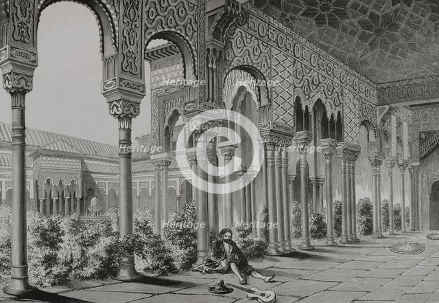 Interior of Alhambra Palace, Granada, Andalusia, Spain, 1877. Creator: Unknown.