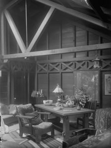 Interior of Arnold Genthe's bungalow in Carmel, California, between 1906 and 1911. Creator: Arnold Genthe