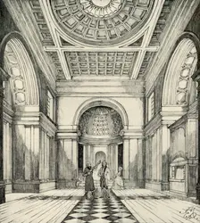 Interior of Ayot St. Lawrence Church, Hertfordshire (1938)
