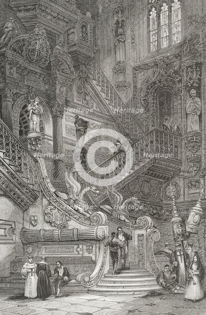 Interior of Burgos Cathedral, Spain, 1856.  Creator: Unknown.
