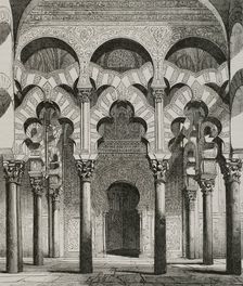 Interior of Great Mosque of Cordoba, Andalusia, Spain, 1853. Creator: Unknown