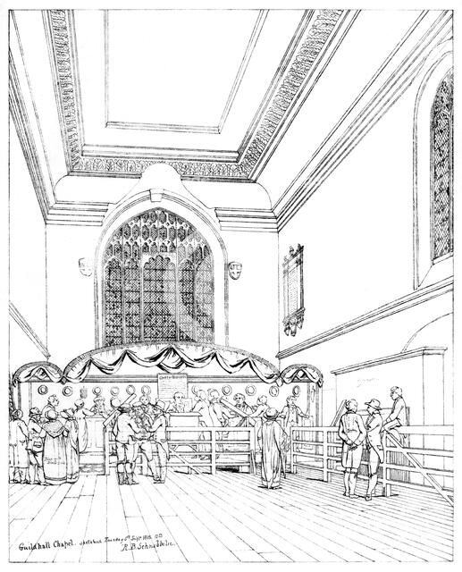 Interior of Guildhall Chapel, City of London, 1886. Artist: William Griggs