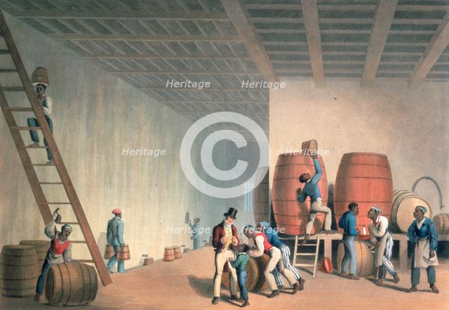 Interior of distillery, Antigua, 1823. Creator: William Clark.