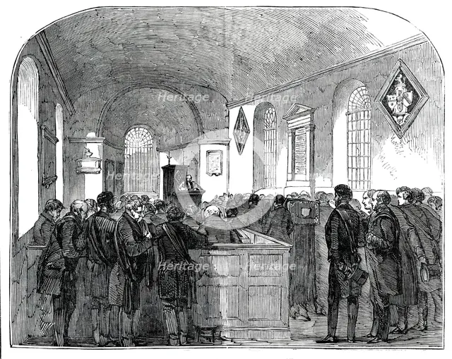 Interior of Drayton Bassett Church, (funeral of Sir Robert Peel), 1850. Creator: Unknown.