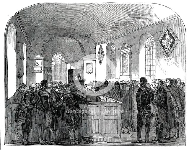 Interior of Drayton Bassett Church, (funeral of Sir Robert Peel), 1850. Creator: Unknown.