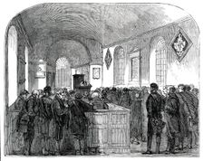 Interior of Drayton Bassett Church, (funeral of Sir Robert Peel), 1850. Creator: Unknown