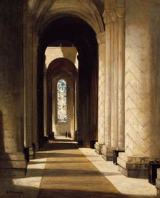 Interior of Durham Cathedral, by 1920. Creator: David Young Cameron