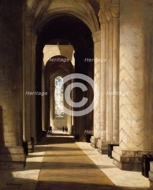 Interior of Durham Cathedral, by 1920. Creator: David Young Cameron.