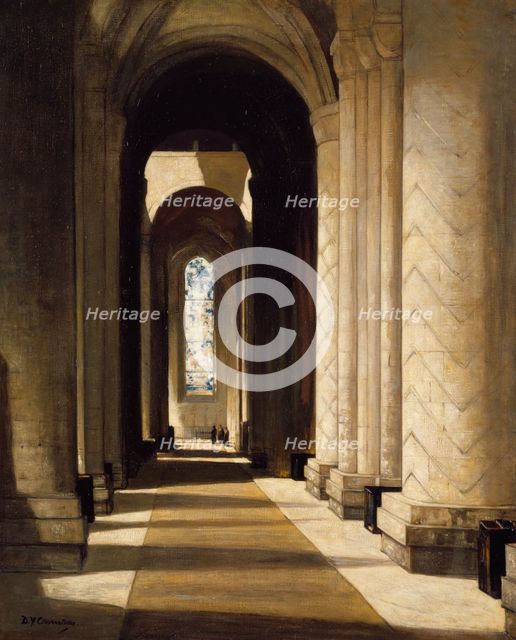 Interior of Durham Cathedral, by 1920. Creator: David Young Cameron.