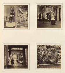 [Interior of Egyptian Court; Classical Sculpture Gallery with Discus-Thrower; View of ..., ca. 1859. Creator: Attributed to Philip Henry Delamotte