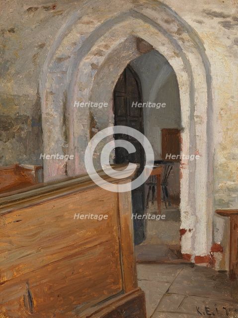 Interior of Finström church, door to the sacristy, 1871. Creator: Karl Emanuel Jansson.