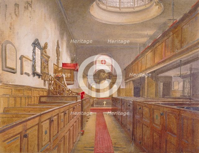 Interior of Holy Trinity, Minories, London, 1881. Artist: John Crowther