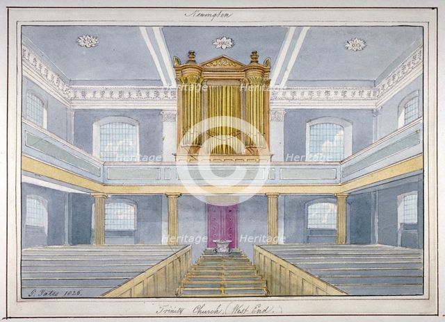 Interior of Holy Trinity Church, Newington, Southwark, London, 1826. Artist: G Yates