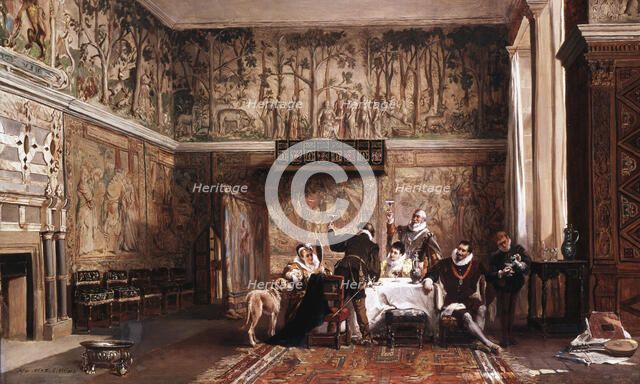 'Interior of Haddon Hall', 19th century. Artist: Laslett John Pott