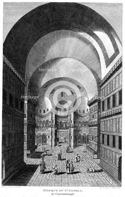 Interior of Hagia Sophia, Constantinople, Engraving, 1815. Artist: Unknown